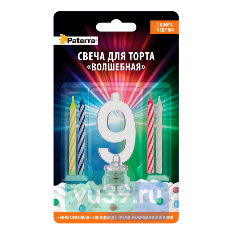 свеча для торта цифровая led 9