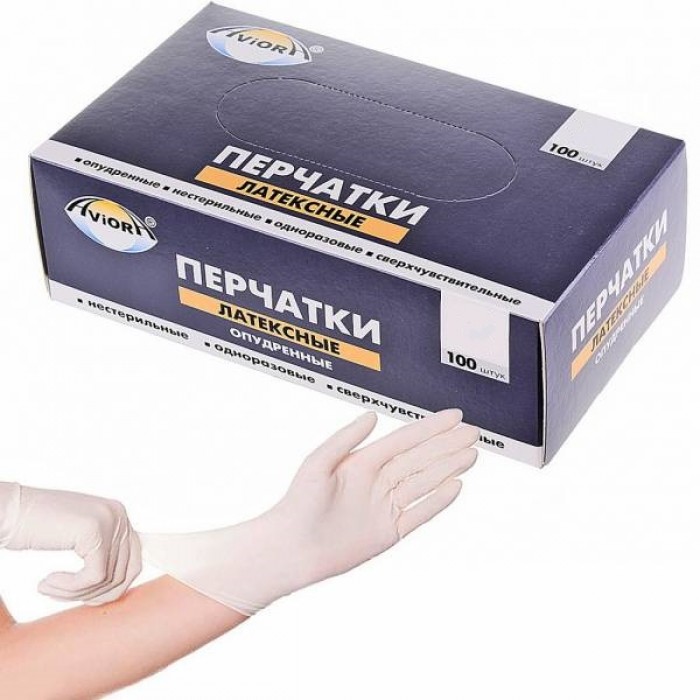 перчатки латексные опудренные размер l 100 штук в упаковке, тс