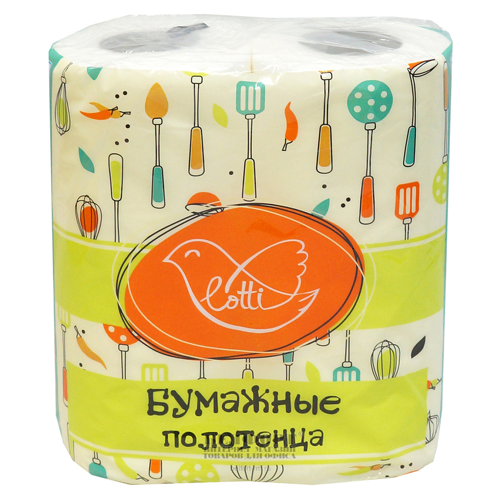 тонкое бумажное полотенце lotti mini в рулонах 20x23 см, 2 слоя, 2 рулона в упаковке