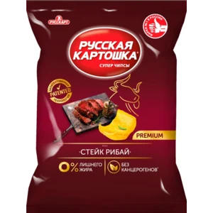 Чипсы русская картошка со вкусом стейка рибай, 80 грамм, 16 штук