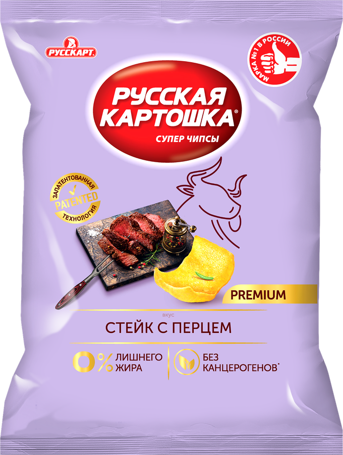 Чипсы русская картошка со вкусом стейка с перцем, 105 грамм, набор 10 штук