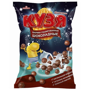 Сухие завтраки кузя лакомкин мультизерновые глазированные шоколадные шарики 350 г