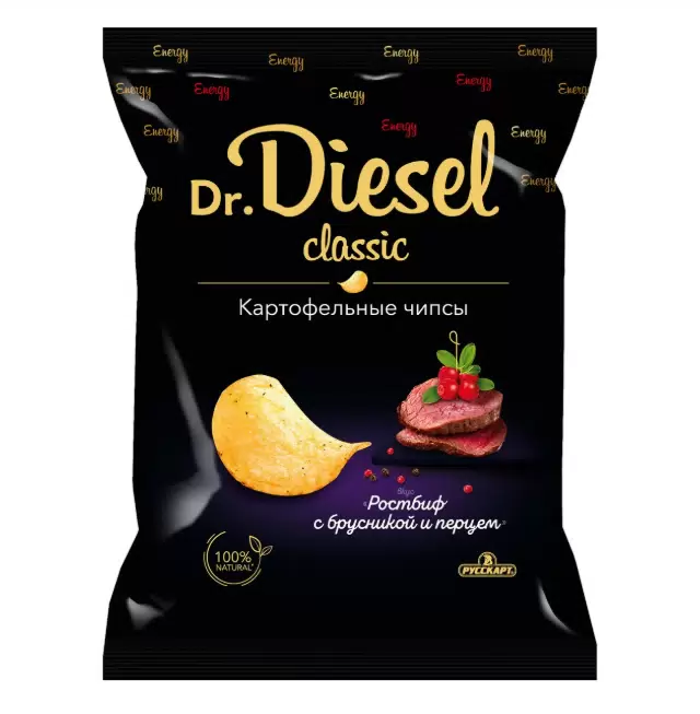 Чипсы  dr. diesel  120г  20п  со вкусом ростбиф с брусникой и перцем