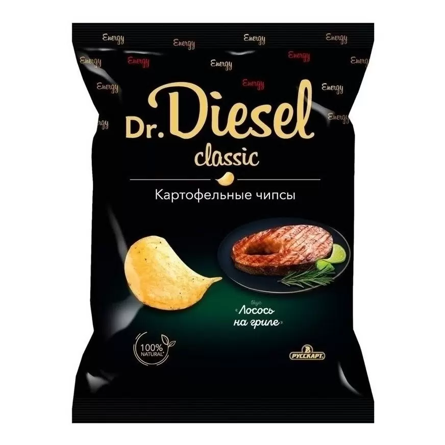 Чипсы  dr. diesel  120г  20п  со вкусом лосось на гриле