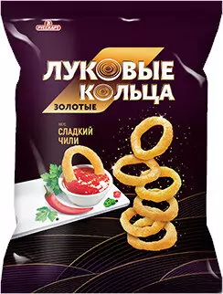 Снеки золотые луковые кольца со вкусом сладкого чили 90 г 10 шт