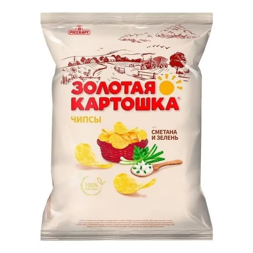 Чипсы золотая картошка 120 г со вкусом сметаны и зелени