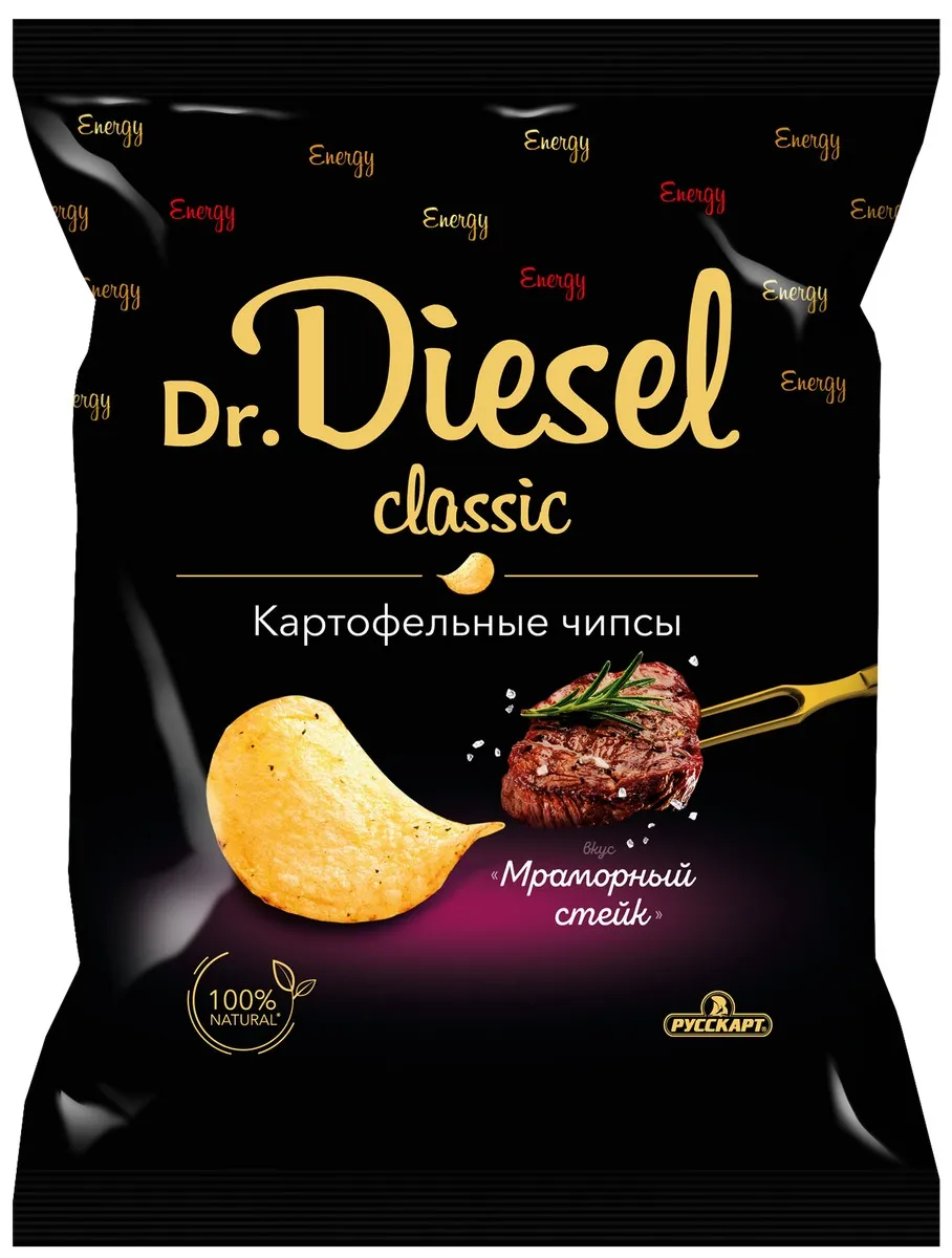 Чипсы dr. diesel 120 грамм со вкусом мраморного стейка