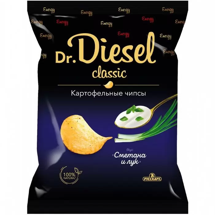 Чипсы  dr. diesel  120г  20п  со вкусом сметана и лук