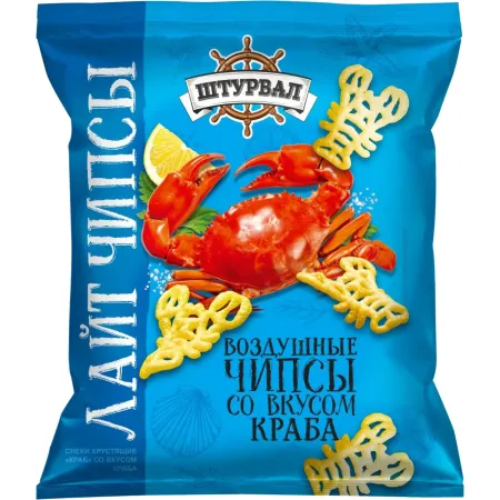 Штурвал чипсы chips lite краб 65 гр 12