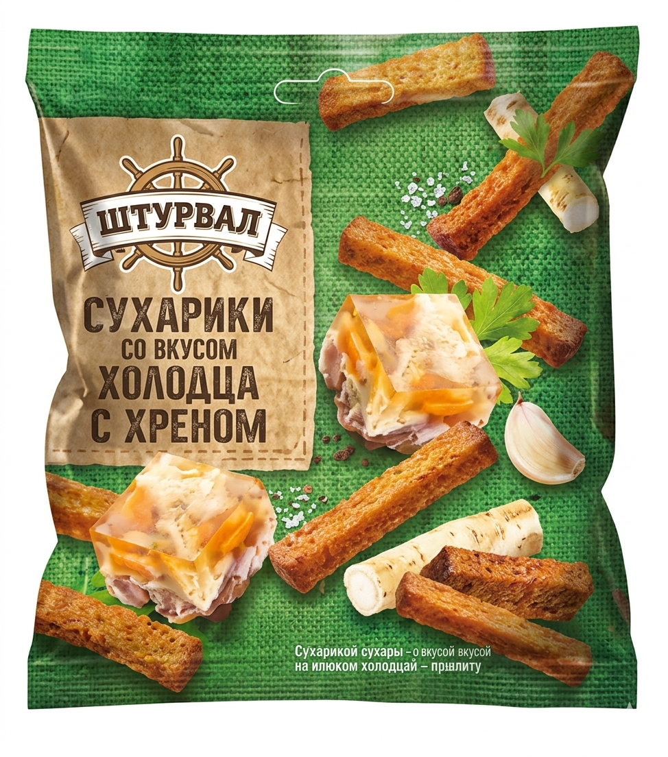 Штурвал гренки пшеничные со вкусом холодца с хреном, 40 г
