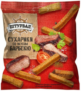 Штурвал гренки пшеничные со вкусом барбекю 40 грамм, упаковка 32 штуки