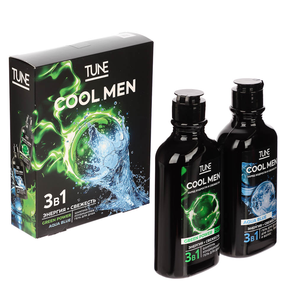 Набор tune cool men гель для душа 290 мл (питание и увлажнение) и шампунь 3 в 1 290 мл (питание и увлажнение), комплект из 6 штук