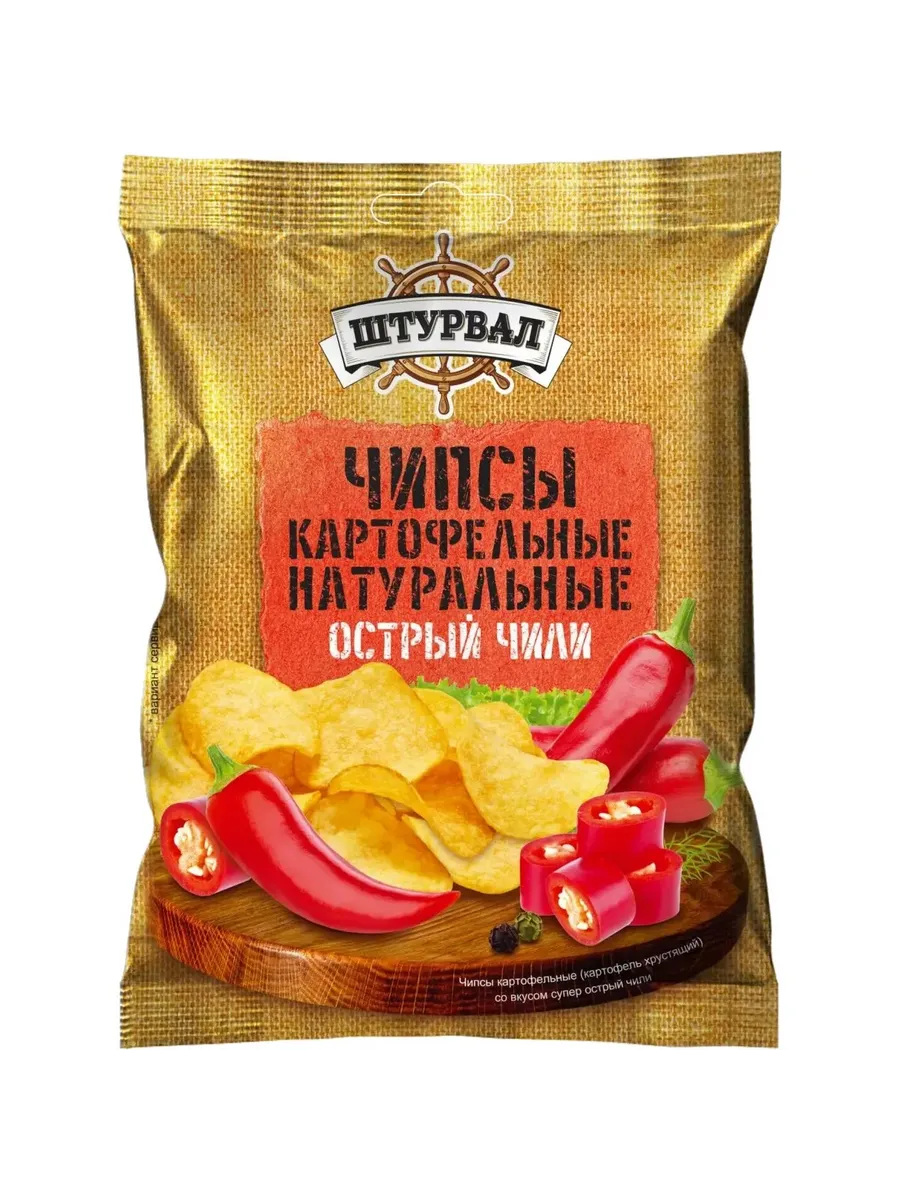 Штурвал картофельные чипсы пластины со вкусом чили 50 грамм 25 штук