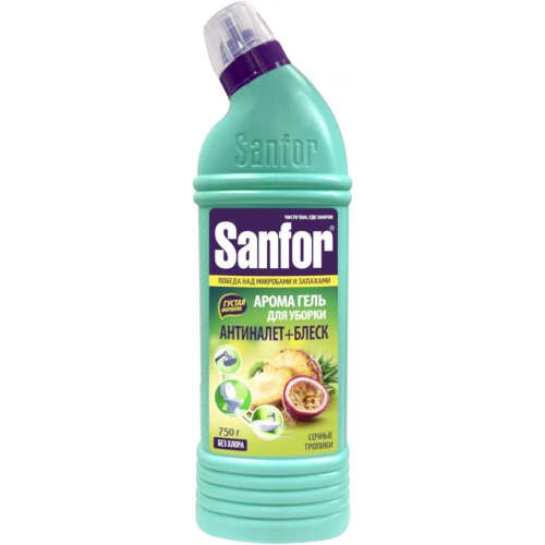 Гель для чистки сантехники sanfor арома сочные тропики 750 г