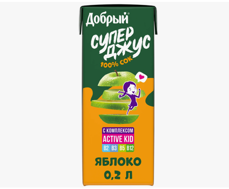 Сок добрый яблоко, 0,2 л.