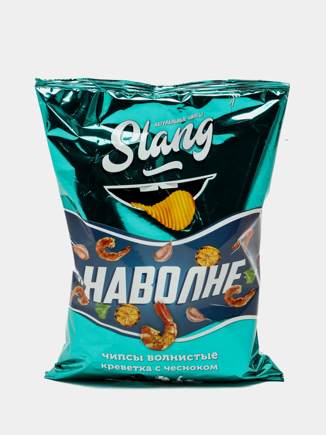 Чипсы волнистые slang креветка с чесноком 60 гр