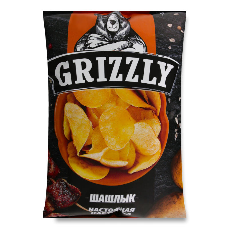 Чипсы grizzly натуральные вкус шашлык 110 г