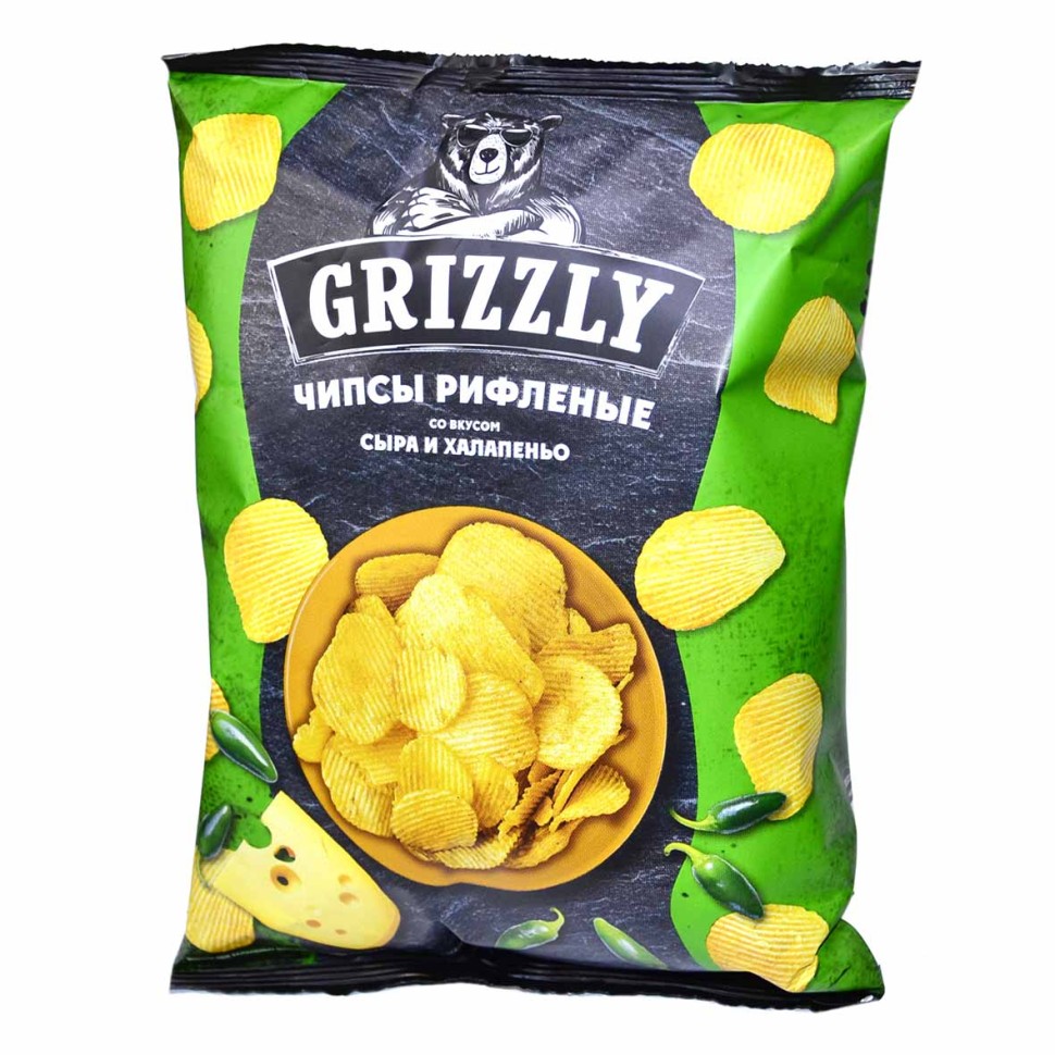 Чипсы натуральные grizzly сыр и халапеньо 55 г