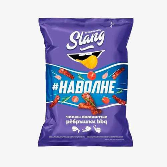 Чипсы волнистые slang ребрышки bbq 60 гр