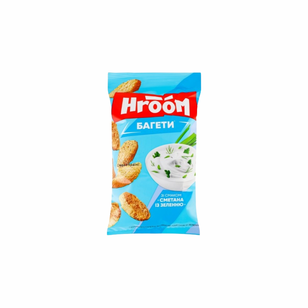 Хрустящие багетные сухарики hroom со вкусом сметаны 60 г