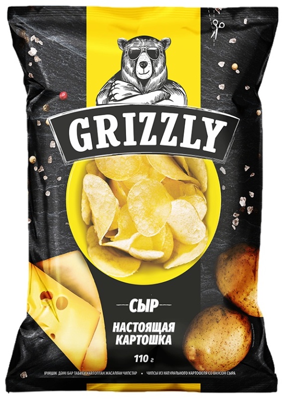 Чипсы натуральные grizzly со вкусом сыра 110 г