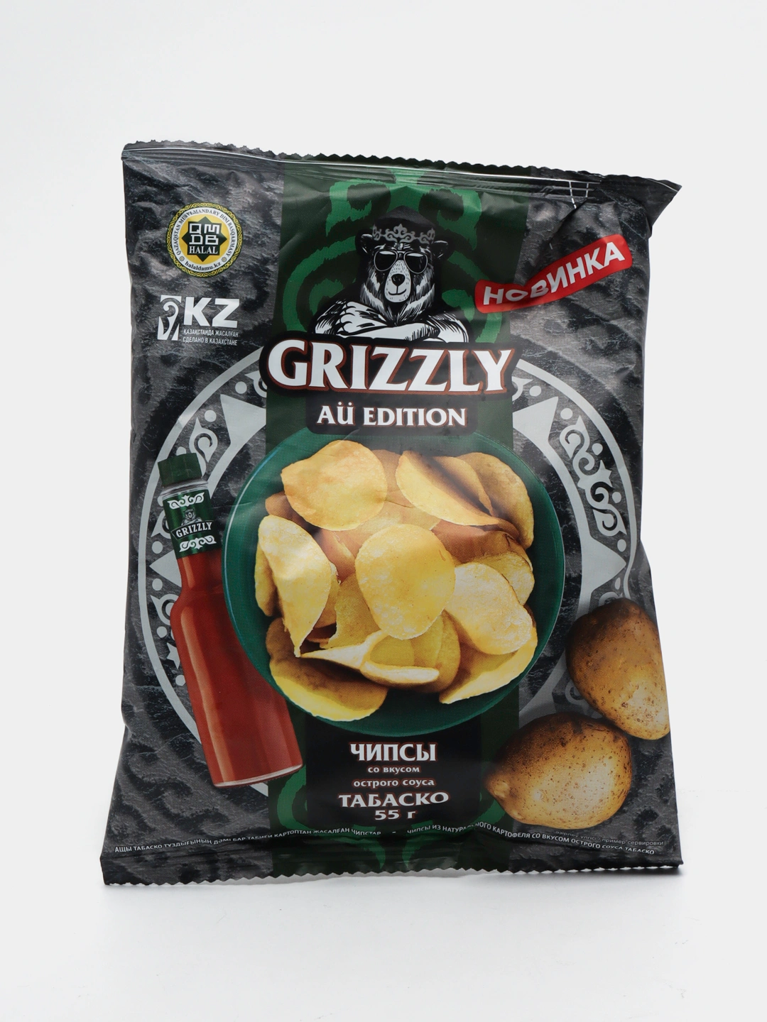 Чипсы натуральные grizzly со вкусом соуса табаско 55 гр