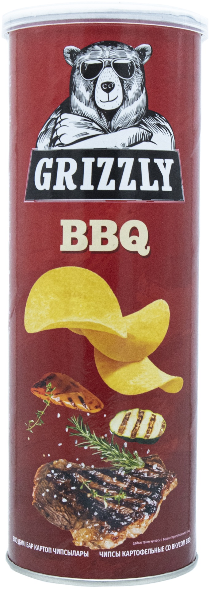 Картофельные чипсы grizzly в тубусе со вкусом барбекю 130 грамм