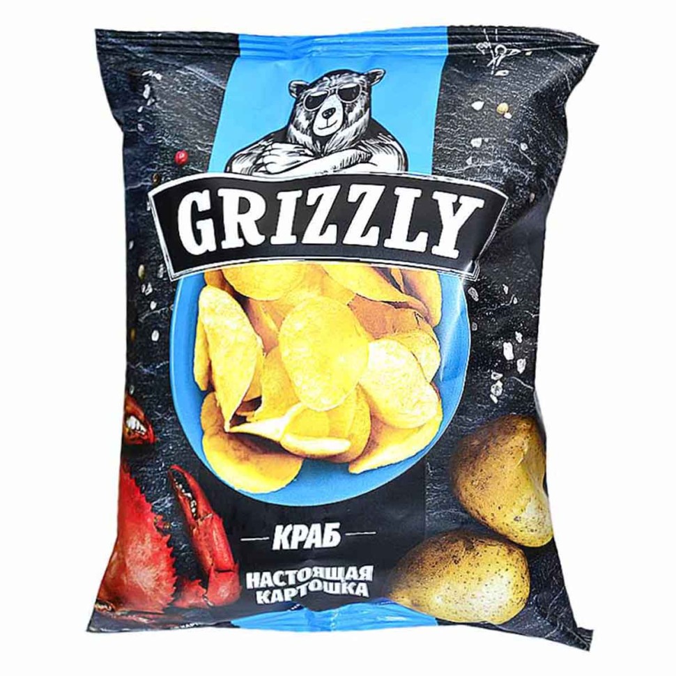 Чипсы натуральные grizzly со вкусом краба 110 г