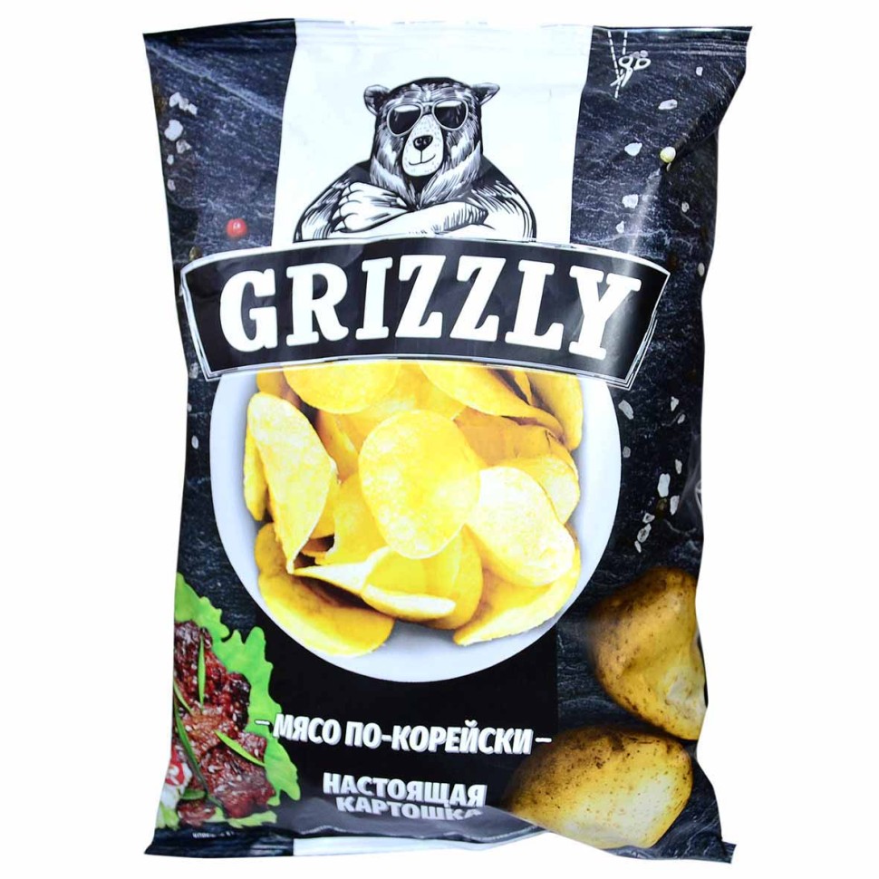Чипсы grizzly мясо по корейски 55 гр