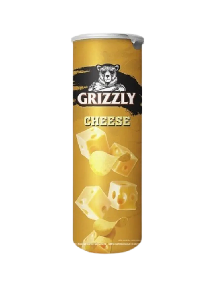 Картофельные чипсы grizzly в тубусе со вкусом сыра 130 г