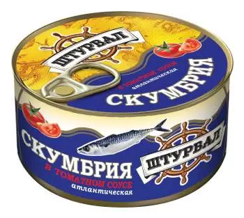 Штурвал Консервы из скумбрии в томате с ключом для открывания, 185 грамм, 24 штуки