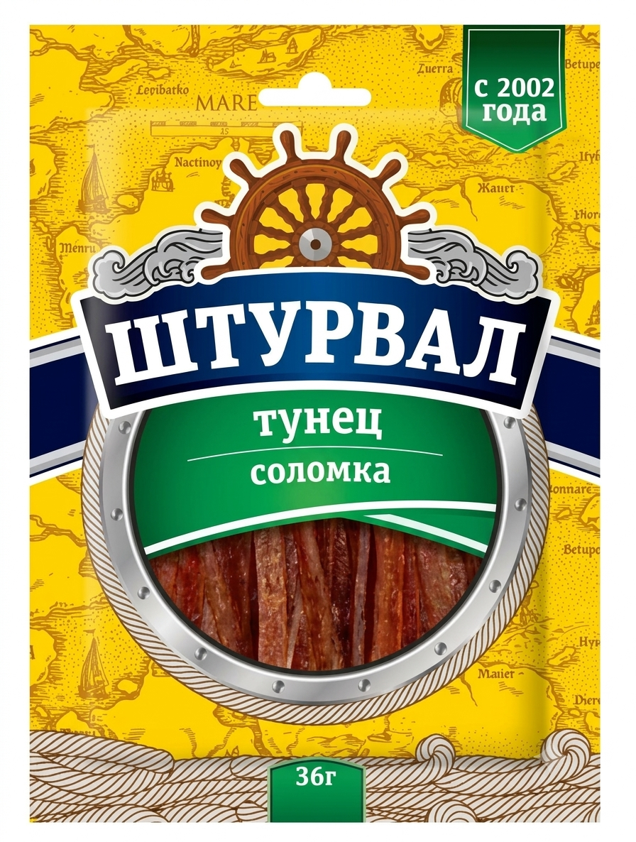 Штурвал Рыбная закуска солёно сушёный тунец 36 грамм
